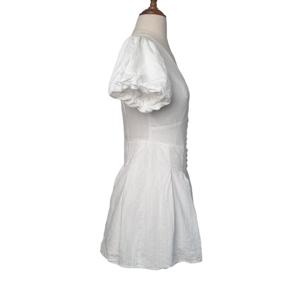 Ally | Size 8 | White Short Balloon Sleeve V-Neck Playsuit Lined - Picture 5 of 9